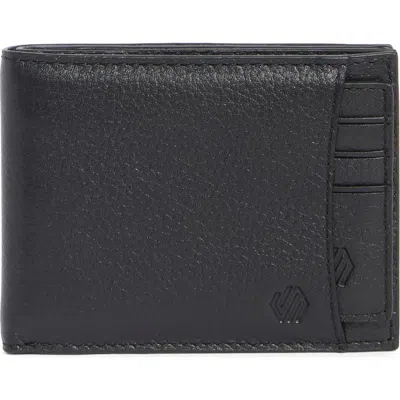 Johnston & Murphy Sliding 2-in-1 Pebbled Leather Bifold Wallet In Black