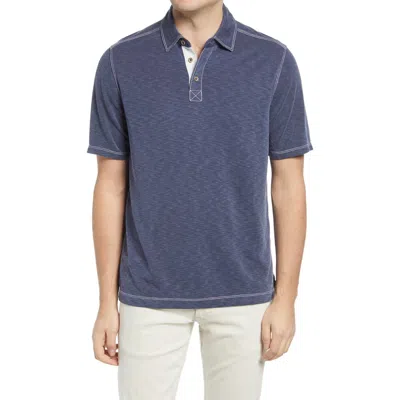 Johnston & Murphy Slub Polo In Blue