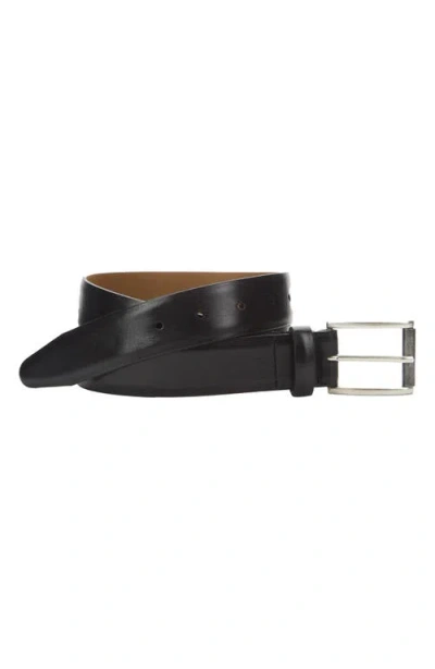 Johnston & Murphy Smooth Leather Belt In Black