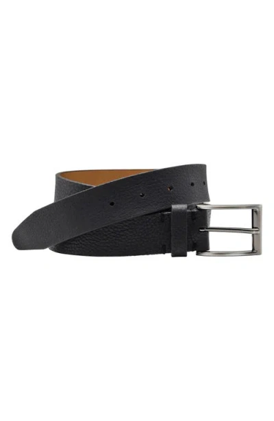 Johnston & Murphy Soft Pebbled Black Leather Belt
