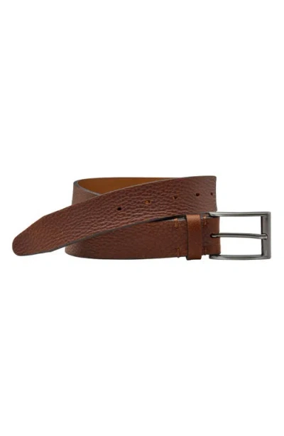 Johnston & Murphy Soft Pebbled Brown Leather Belt