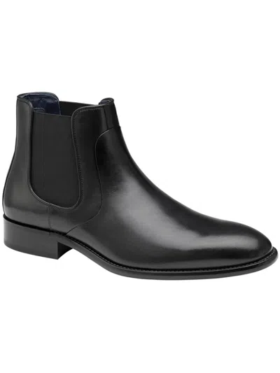 Johnston & Murphy Stockton Mens Faux Leather Slip-on Chelsea Boots In Black