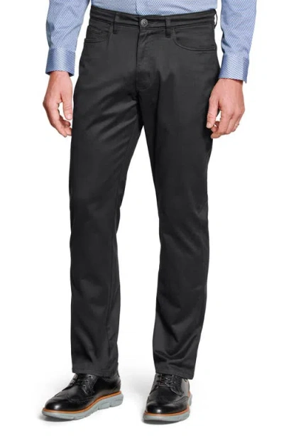 Johnston & Murphy Straight Leg Stretch Cotton 5-pocket Pants In Black