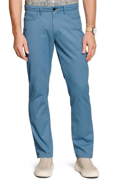 Johnston & Murphy Straight Leg Stretch Cotton 5-pocket Pants In Blue