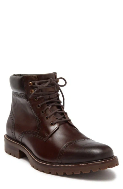 JOHNSTON & MURPHY JOHNSTON AND MURPHY STRATFORD CAP TOE LEATHER BOOT