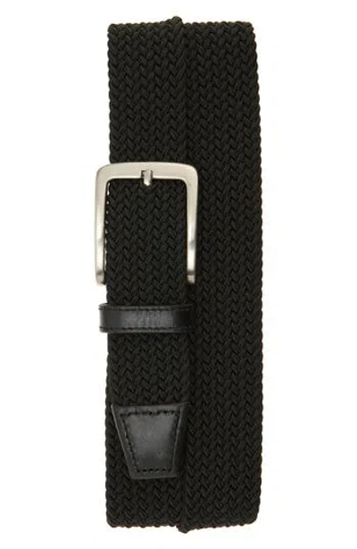 Johnston & Murphy Stretch Woven Belt In Black Knit