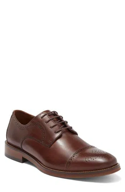 Johnston & Murphy Sutton Cap Toe Medallion Derby In Mahogany