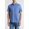 Johnston & Murphy Swirl Print Short Sleeve Button-down Shirt In Blue