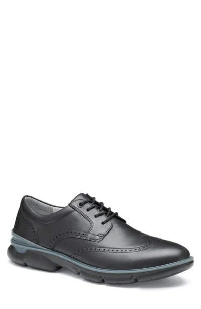 Johnston & Murphy Tanner Wingtip Waterproof Derby In Black Waterproof Full Grain