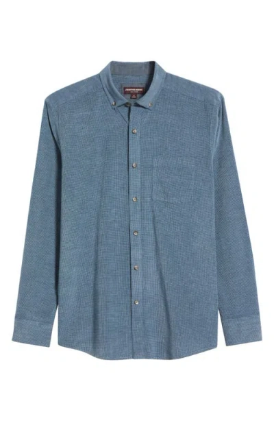 Johnston & Murphy Textured Corduroy Button-down Shirt In Blue