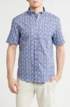 Johnston & Murphy Textured Short Sleeve Cotton Button-down Shirt