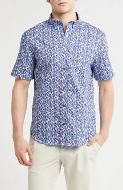 Johnston & Murphy Textured Short Sleeve Cotton Button-down Shirt