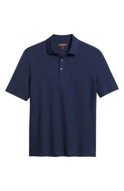 Johnston & Murphy Tilson Textured Performance Polo In Blue
