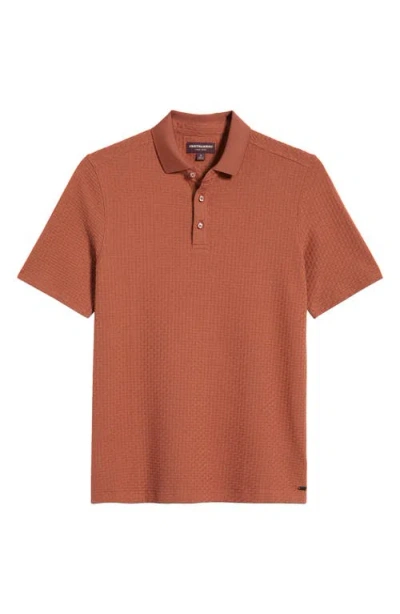 Johnston & Murphy Tilson Textured Performance Polo In Brown