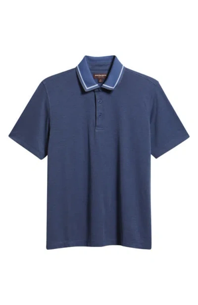 Johnston & Murphy Tipped Contrast Collar Polo In Blue