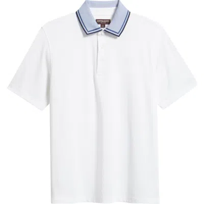 Johnston & Murphy Tipped Contrast Collar Polo In White