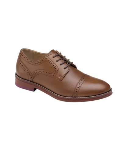 Johnston & Murphy Babies' Toddler Boys Conard Cap Toe Leather Shoes In Tan Full Grain