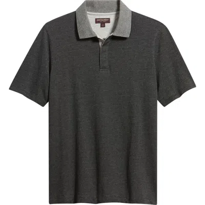 Johnston & Murphy Tonal Bird's Eye Polo In Black