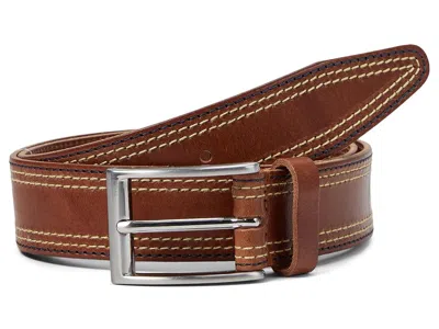 Johnston & Murphy Triple Contrast Stitched Belt Belts Tan: 36" Waist In Brown