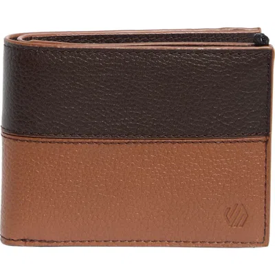 Johnston & Murphy Two-tone Leather Rfid Bifold Wallet In Brown Tan