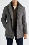Johnston & Murphy Upton Bib Insert Wool Blend Car Coat In Multi