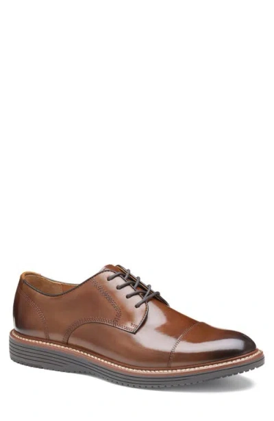 Johnston & Murphy Upton Cap Toe Derby In Tan Full Grain