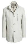 Johnston & Murphy Upton Check Bib Insert Wool Blend Car Coat In White