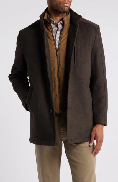 Johnston & Murphy Upton Car Coat With Removable Bib In Brown