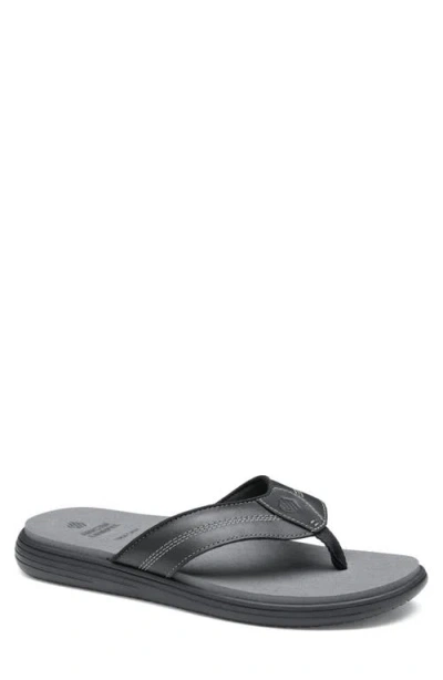 Johnston & Murphy Upton Flip Flop In Black Full Grain