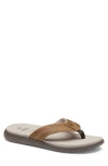 Johnston & Murphy Upton Flip Flop In Brown Oiled Full Grain