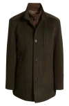 Johnston & Murphy Upton Luxe 175th Anniversary Brown Wool Blend Car Coat With Removable Suede Bib In Brown
