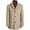 Johnston & Murphy Upton Luxe 175th Anniversary Tan Wool Blend Car Coat With Removable Suede Bib In Brown