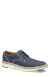 Johnston & Murphy Upton Perforated Plain Toe Derby In Navy Nubuck