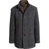 Johnston & Murphy Upton Plaid Wool Blend Car Coat With Removable Bib In Multi