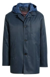 Johnston & Murphy Upton Water Resistant Raincoat With Removable Liner In Blue