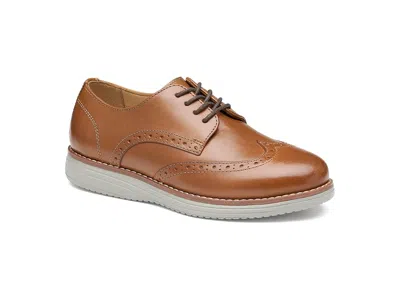 Johnston & Murphy Upton Wingtip (little Kid/big Kid) Boys Shoes Tan Full Grain : 2 Little Kid M, Leather In Brown