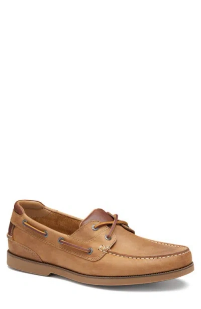 Johnston & Murphy Ventura Boat Shoe In Tan Full Grain