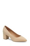 Johnston & Murphy Vicki Block Heel Pump In Sand Kid Suede