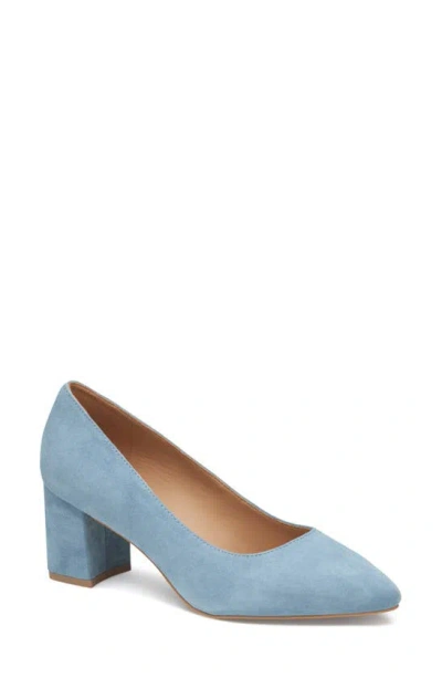 Johnston & Murphy Vicki Block Heel Pump In Slate Blue Kid Suede