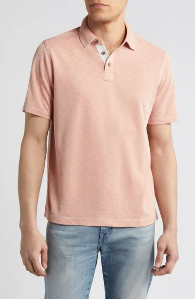 Johnston & Murphy Vintage Slub Jersey Polo In Peach