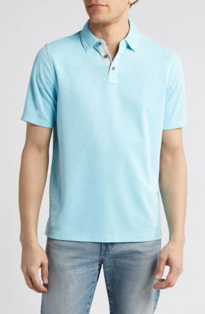 Johnston & Murphy Vintage Slub Jersey Polo In Turquoise