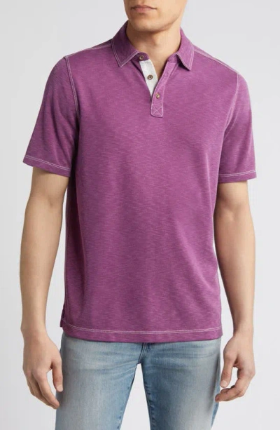 Johnston & Murphy Vintage Slub Jersey Polo In Wine