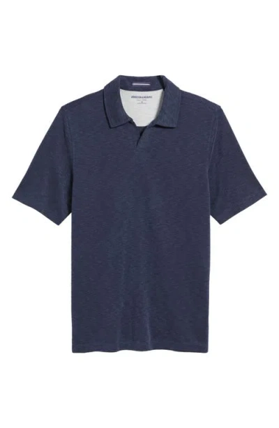 Johnston & Murphy Vintage Slub Modal Blend Johnny Collar Polo In Navy
