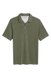 Johnston & Murphy Vintage Slub Modal Blend Johnny Collar Polo In Olive