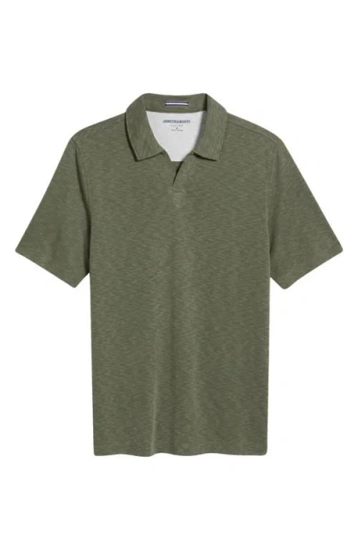 Johnston & Murphy Vintage Slub Modal Blend Johnny Collar Polo In Olive