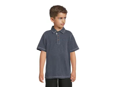 Johnston & Murphy Vintage Slub Polo (big Kid) Boy's Clothing Navy : Md (big Kid), Modal/polyester In Blue