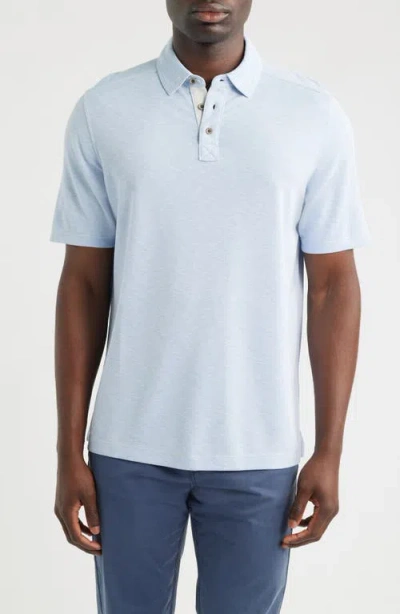 Johnston & Murphy Vintage Slub Polo In Blue