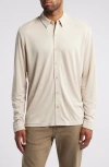 Johnston & Murphy Vintage Wash Knit Button-up Shirt In Tan