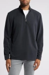 Johnston & Murphy Vintage Wash Quarter Zip Top In Black