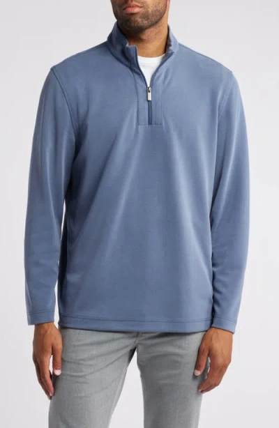 Johnston & Murphy Vintage Wash Quarter Zip Top In Blue